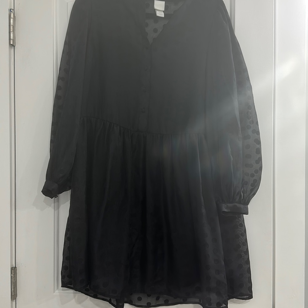 Black mesh polka dot dress